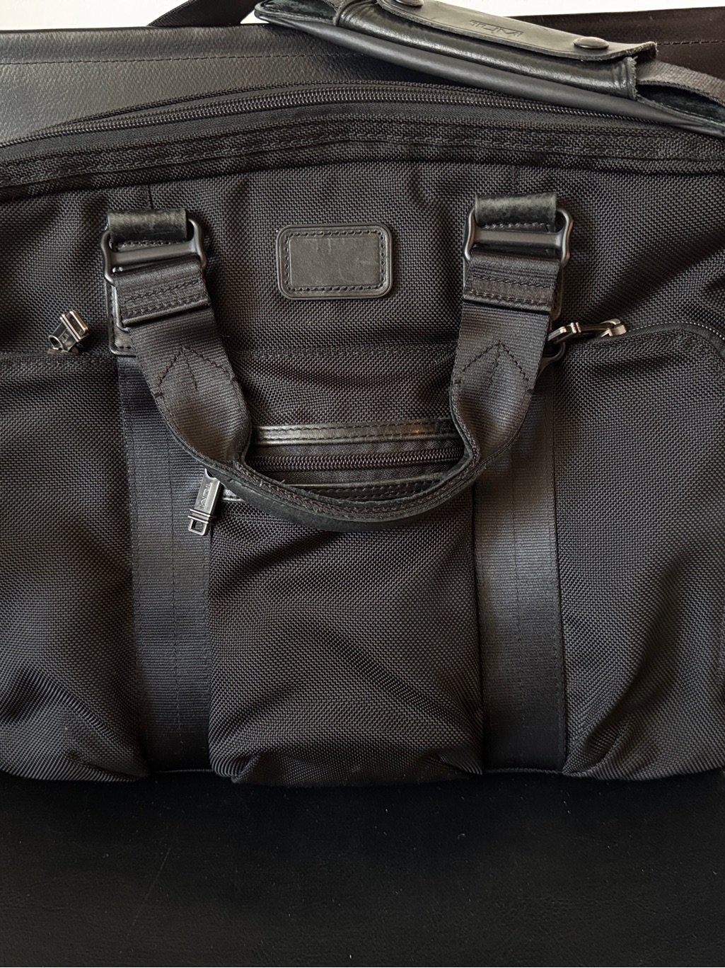 Tumi Alpha Bravo Mcnair Black Canvas With Leather Briefcase/Messenger Bag